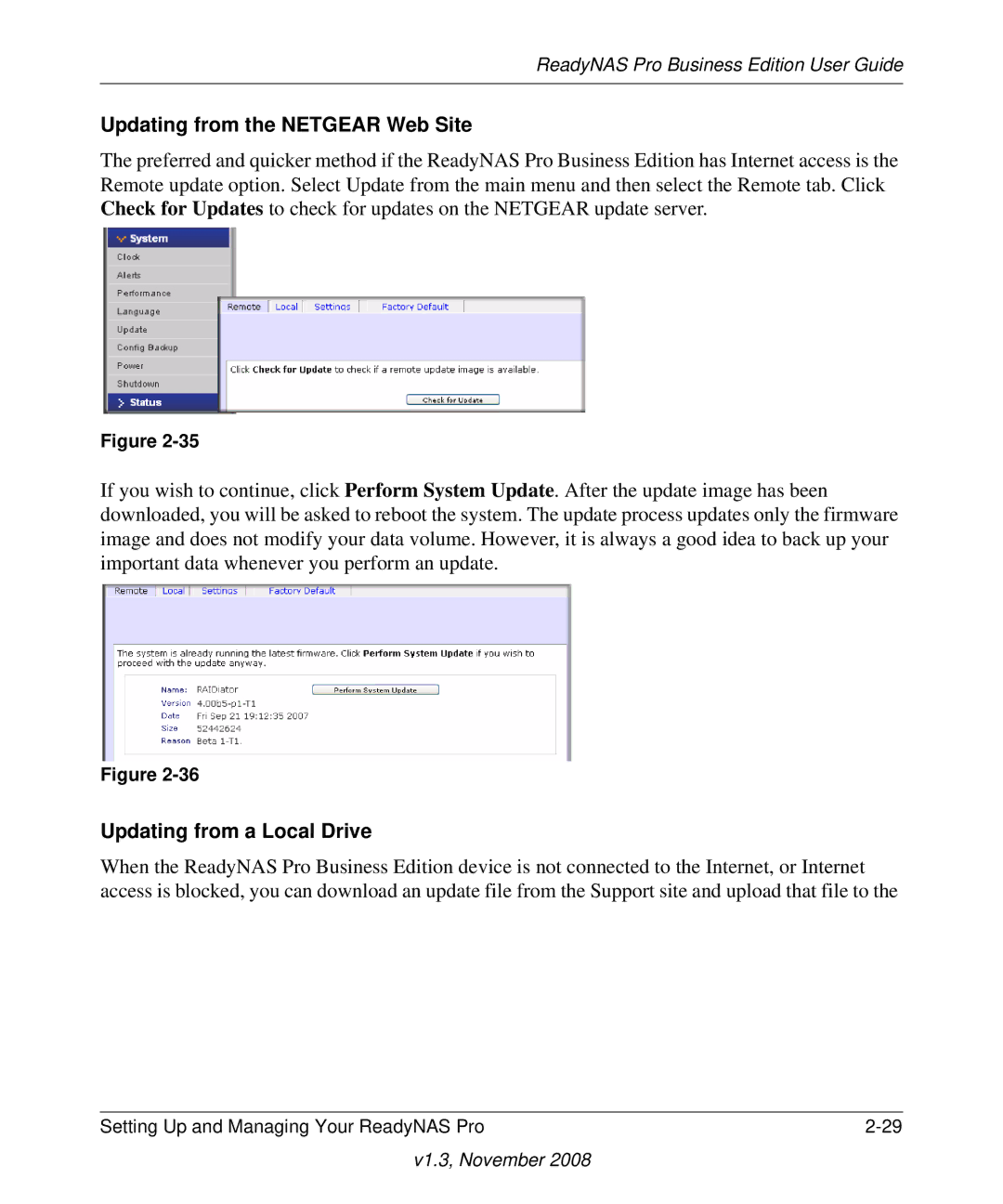 NETGEAR Business Edition manual Updating from the Netgear Web Site, Updating from a Local Drive 