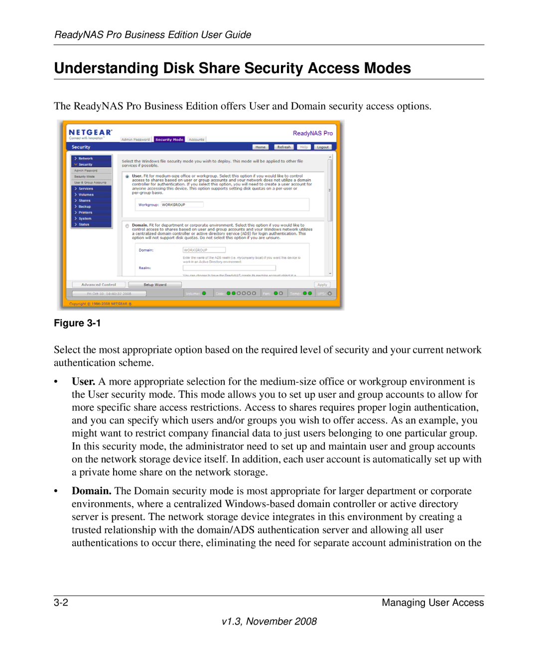 NETGEAR Business Edition manual Understanding Disk Share Security Access Modes 