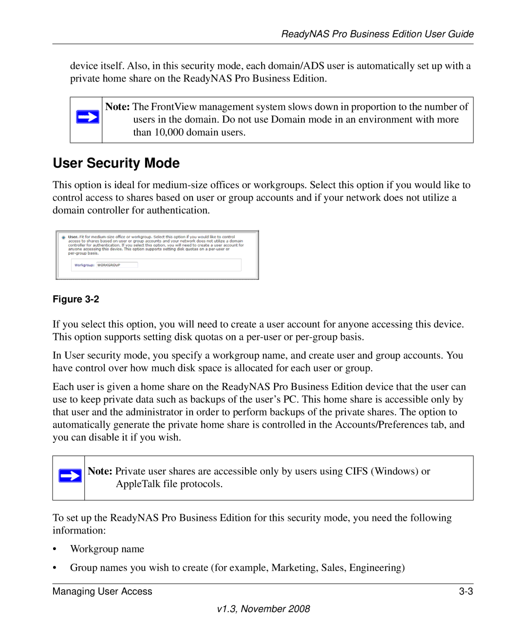 NETGEAR Business Edition manual User Security Mode 