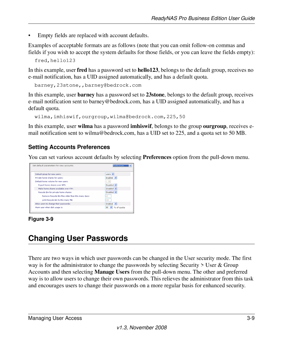 NETGEAR Business Edition manual Changing User Passwords, Setting Accounts Preferences 