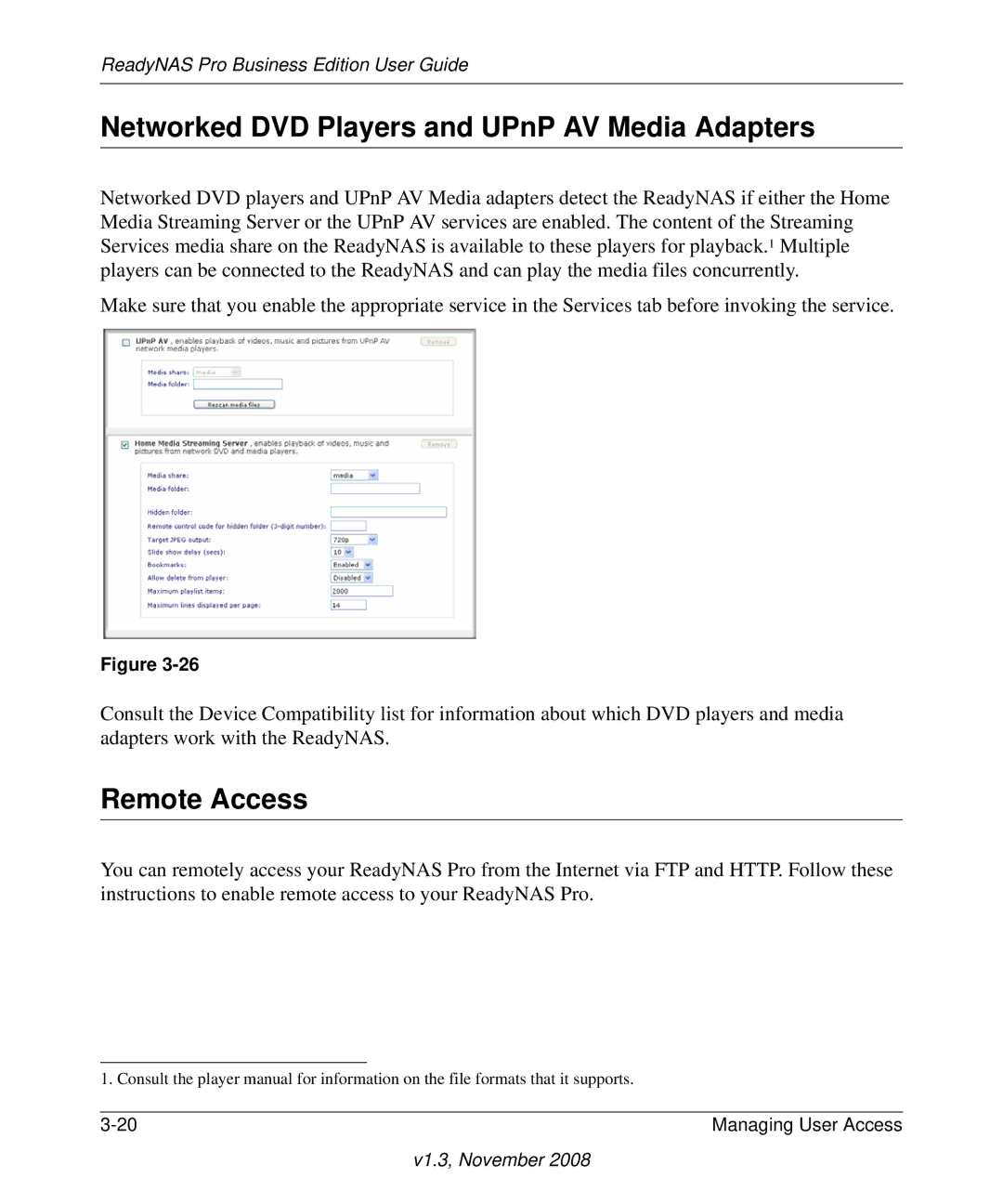 NETGEAR Business Edition manual Networked DVD Players and UPnP AV Media Adapters, Remote Access 