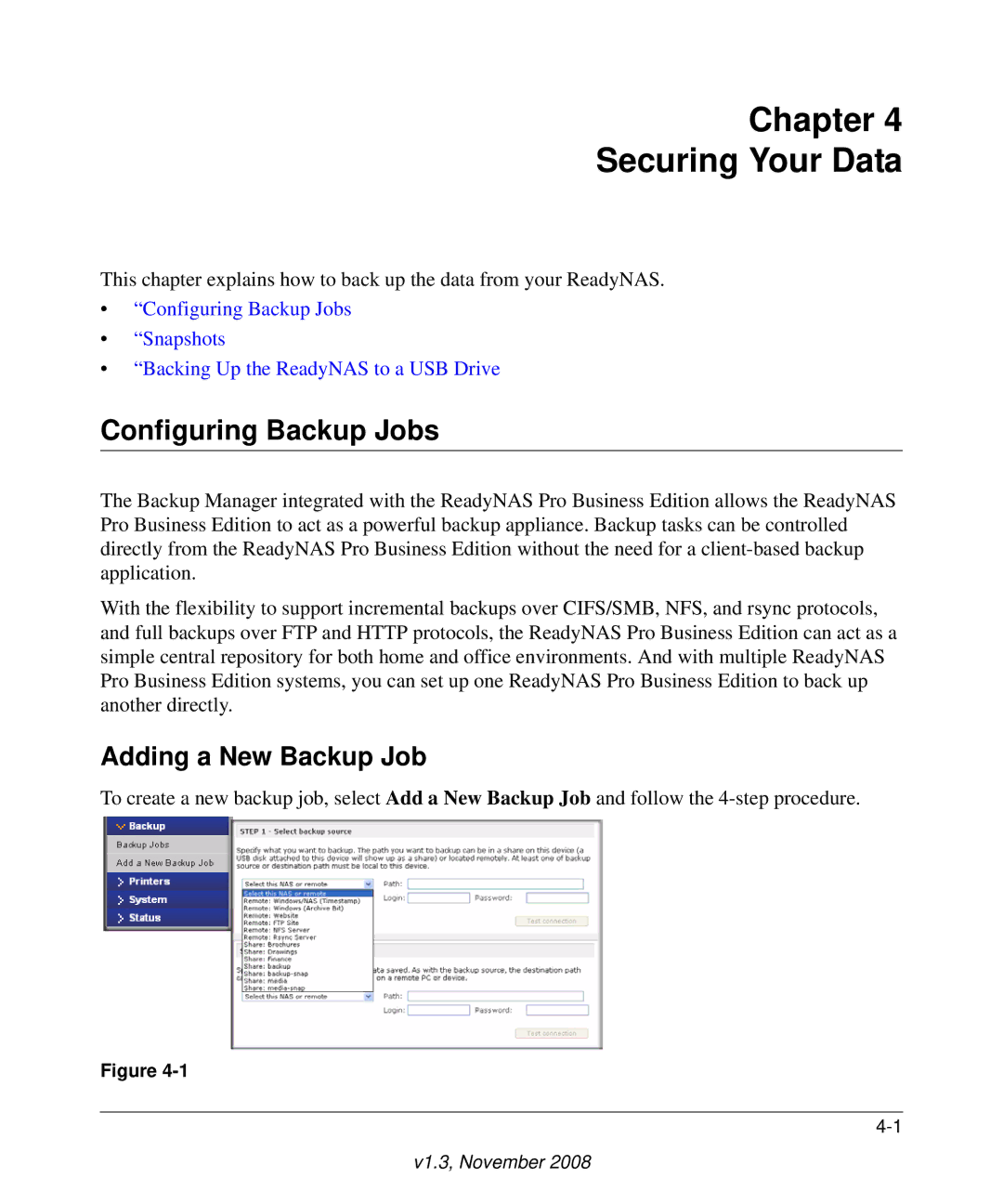 NETGEAR Business Edition manual Chapter Securing Your Data, Configuring Backup Jobs, Adding a New Backup Job 