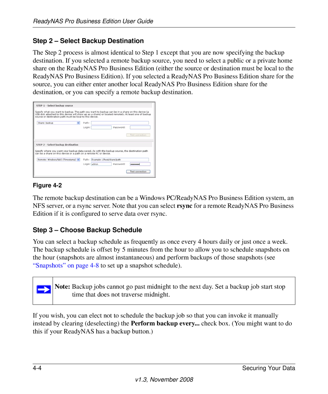 NETGEAR Business Edition manual Select Backup Destination, Choose Backup Schedule 