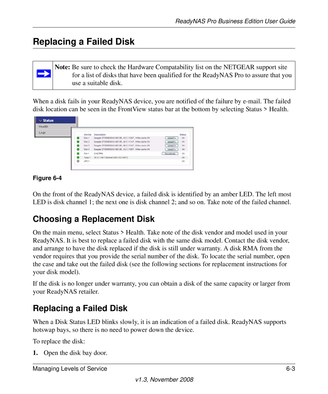 NETGEAR Business Edition manual Replacing a Failed Disk, Choosing a Replacement Disk 