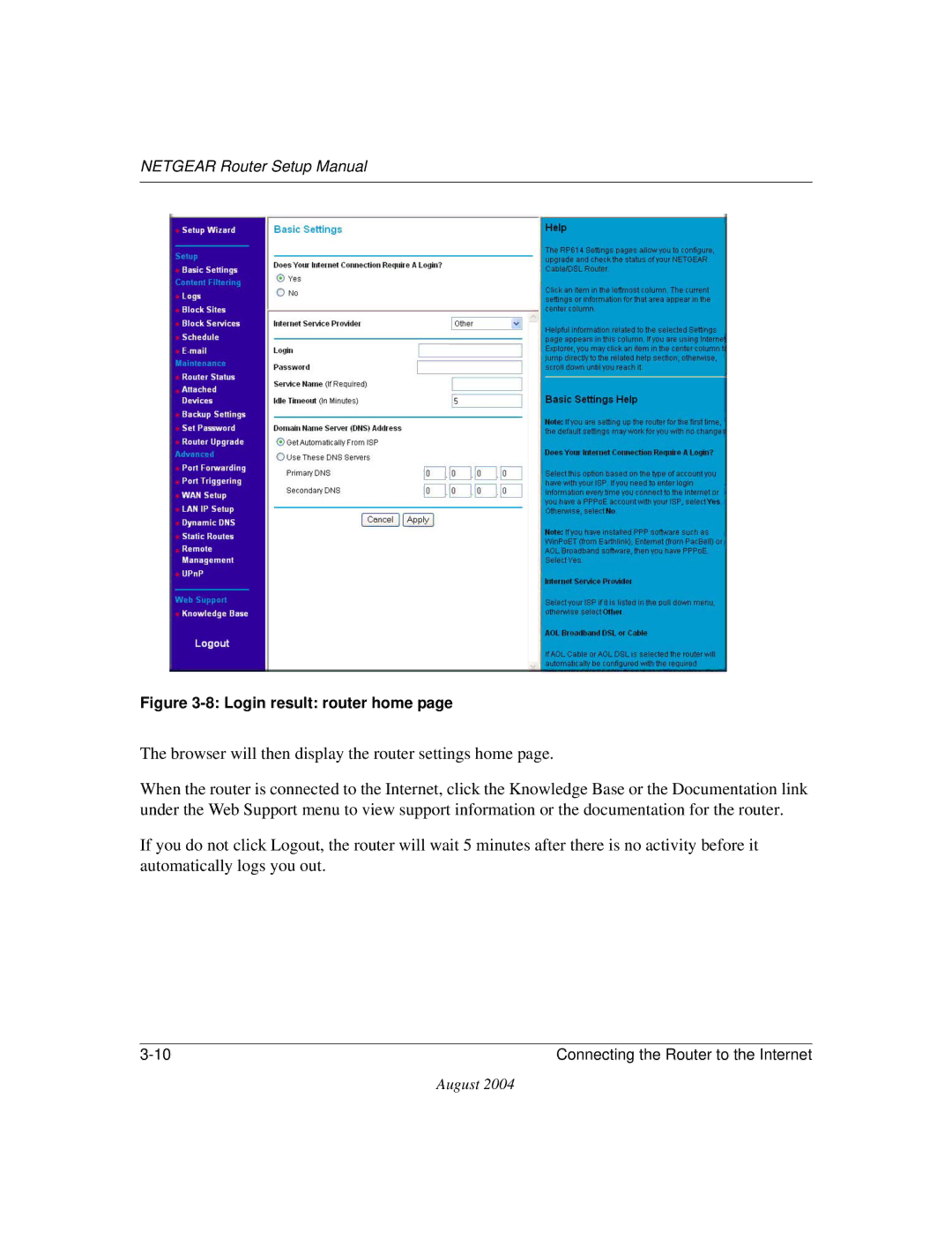 NETGEAR CA 95054 manual Login result router home 