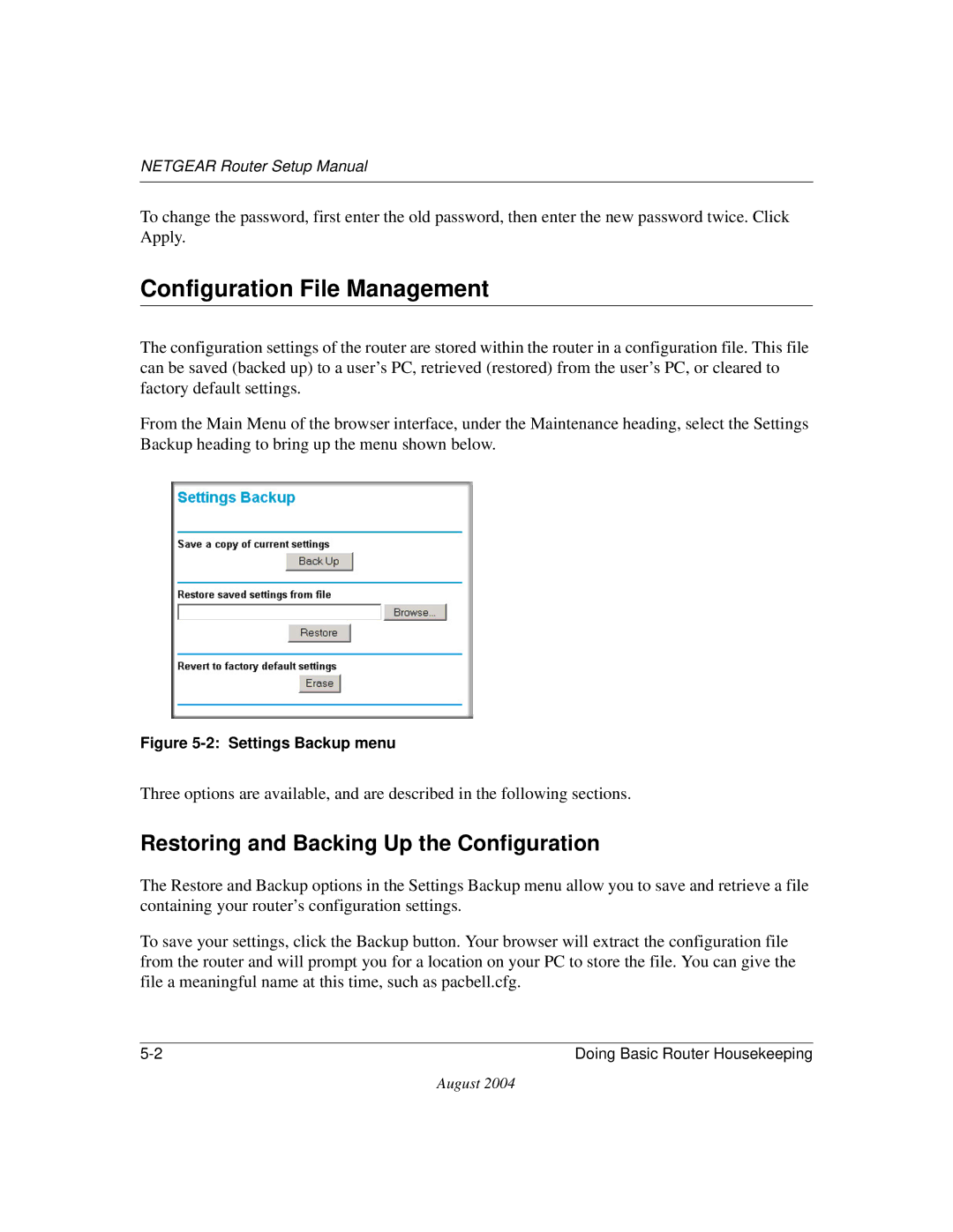 NETGEAR CA 95054 manual Configuration File Management, Restoring and Backing Up the Configuration 