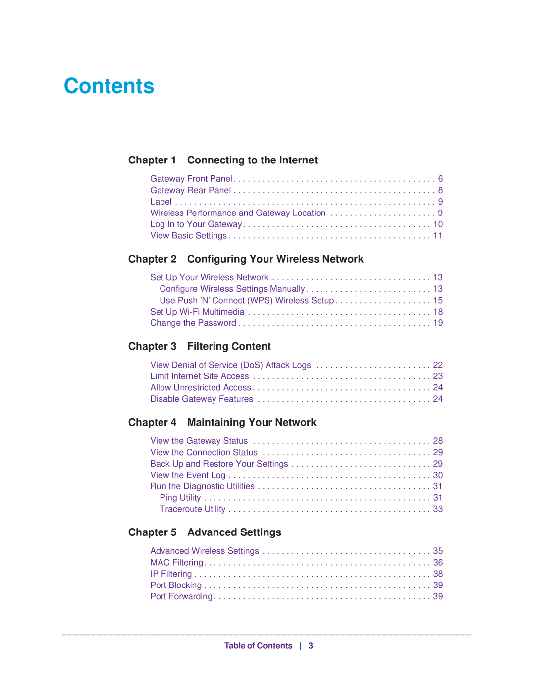 NETGEAR CG3000Dv2 user manual Contents 