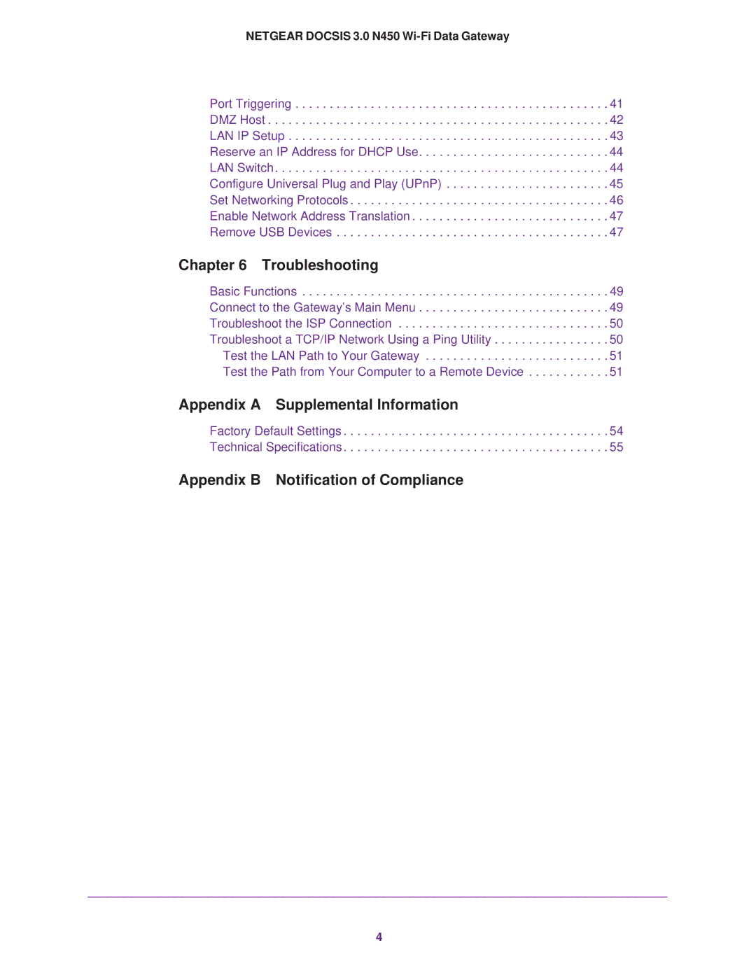 NETGEAR CG3000Dv2 user manual Appendix a Supplemental Information 