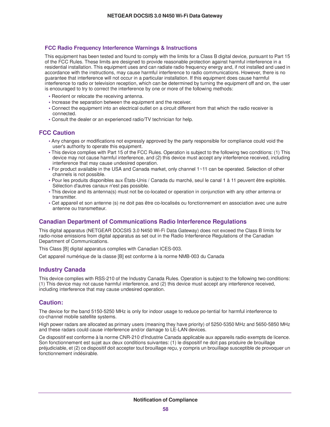 NETGEAR CG3000Dv2 user manual FCC Caution 