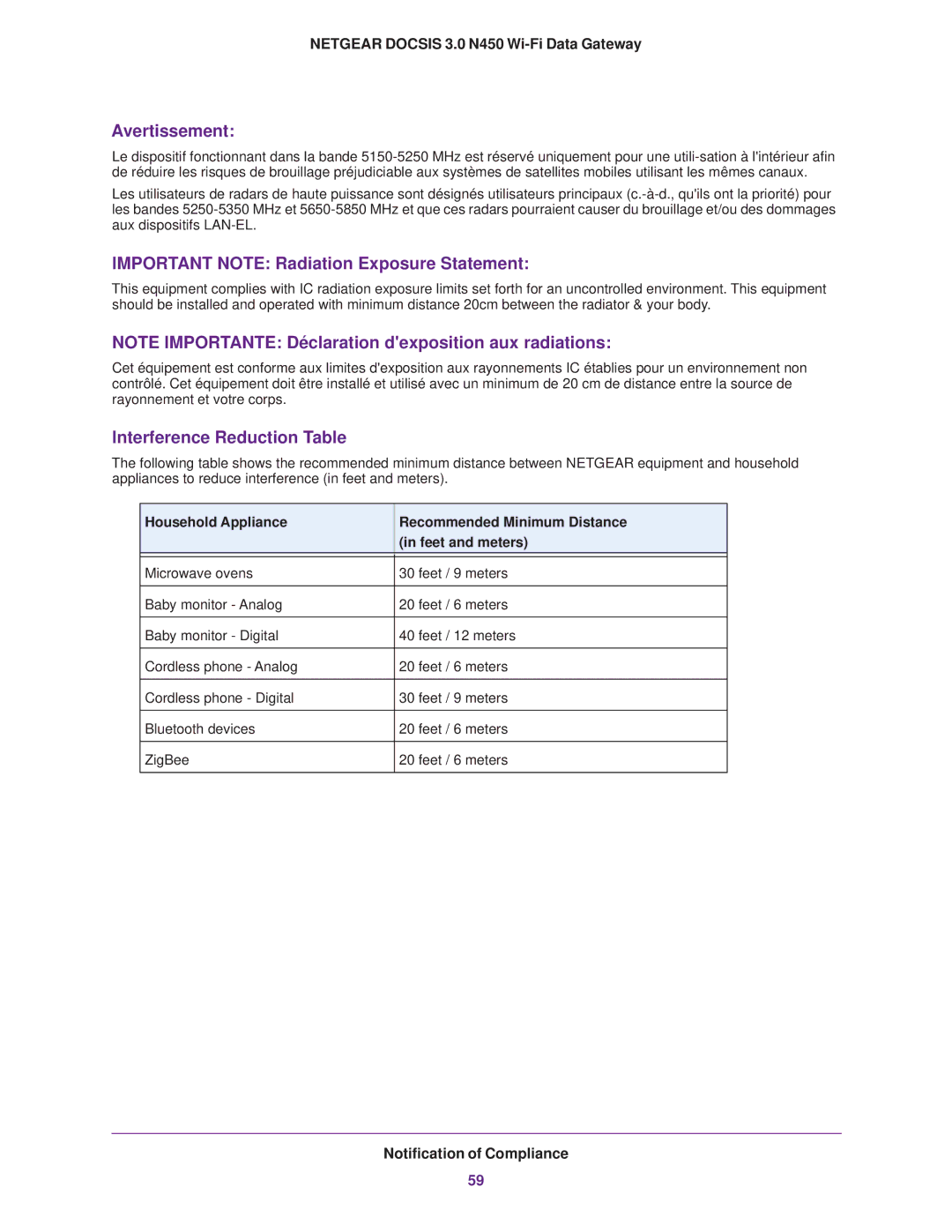 NETGEAR CG3000Dv2 user manual Avertissement 