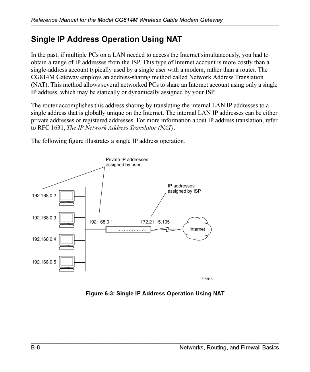 NETGEAR CG814M manual Single IP Address Operation Using NAT 