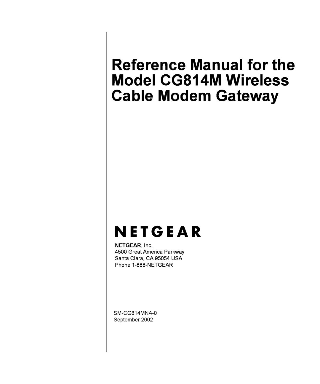 NETGEAR manual Reference Manual for the Model CG814M Wireless Cable Modem Gateway, NETGEAR, Inc 