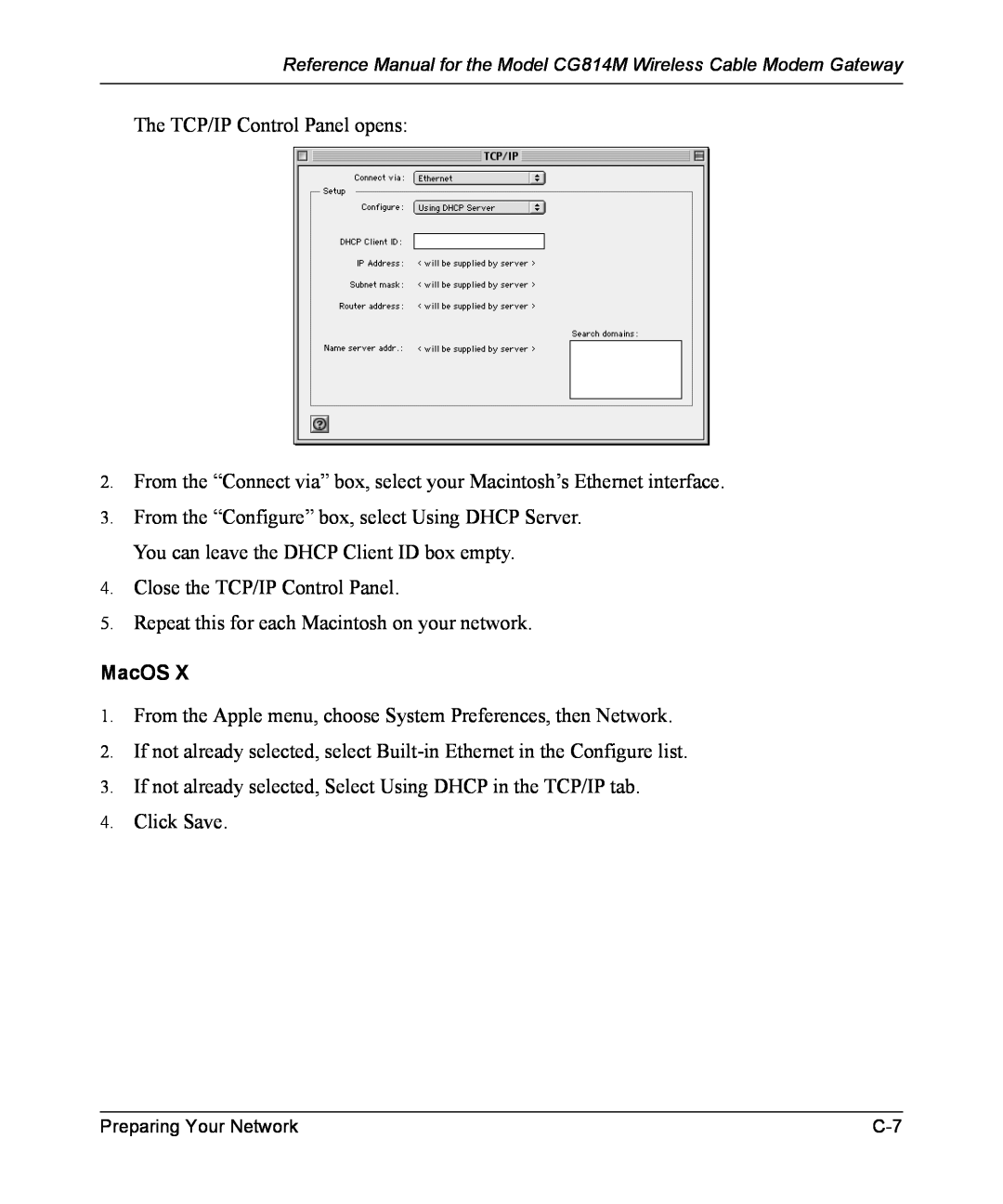 NETGEAR CG814M manual MacOS 