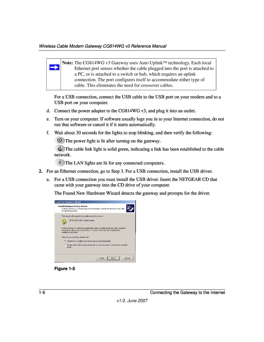 NETGEAR CG814WG V3 manual The power light is lit after turning on the gateway 