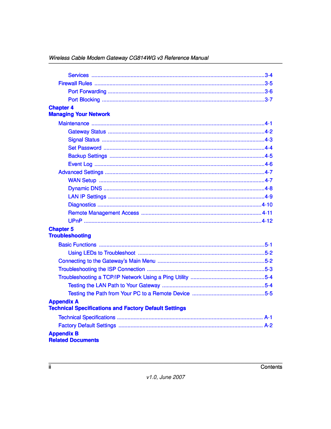 NETGEAR CG814WG V3 Wireless Cable Modem Gateway CG814WG v3 Reference Manual, Chapter, Managing Your Network, Appendix A 