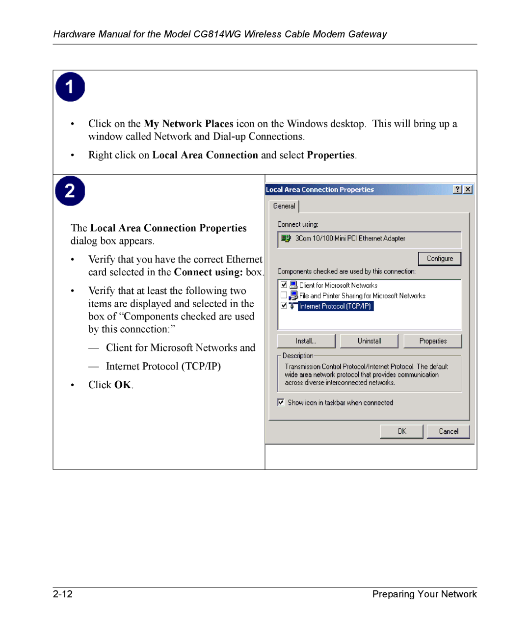 NETGEAR CG814WG manual Preparing Your Network 