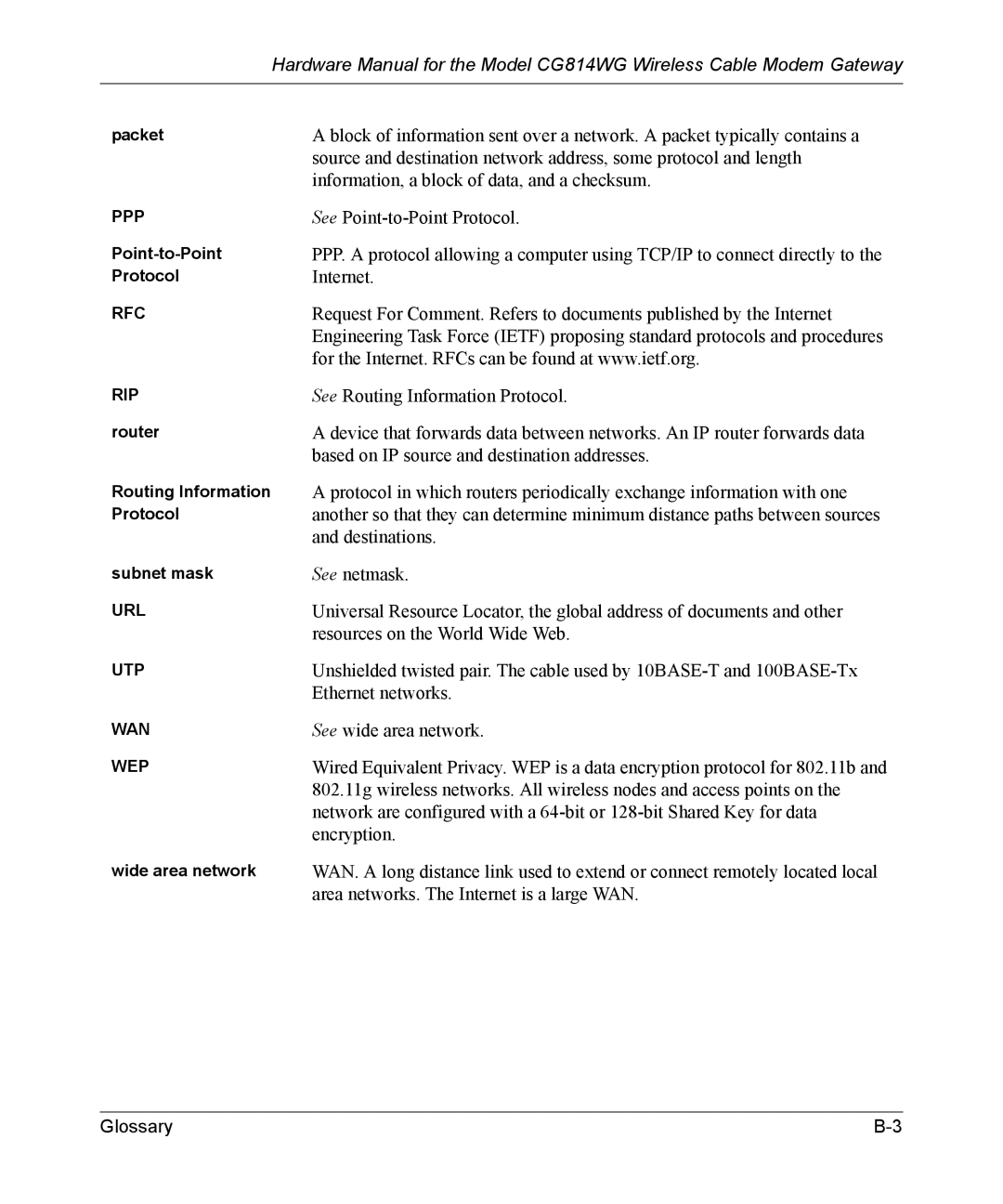 NETGEAR CG814WG manual Information, a block of data, and a checksum 