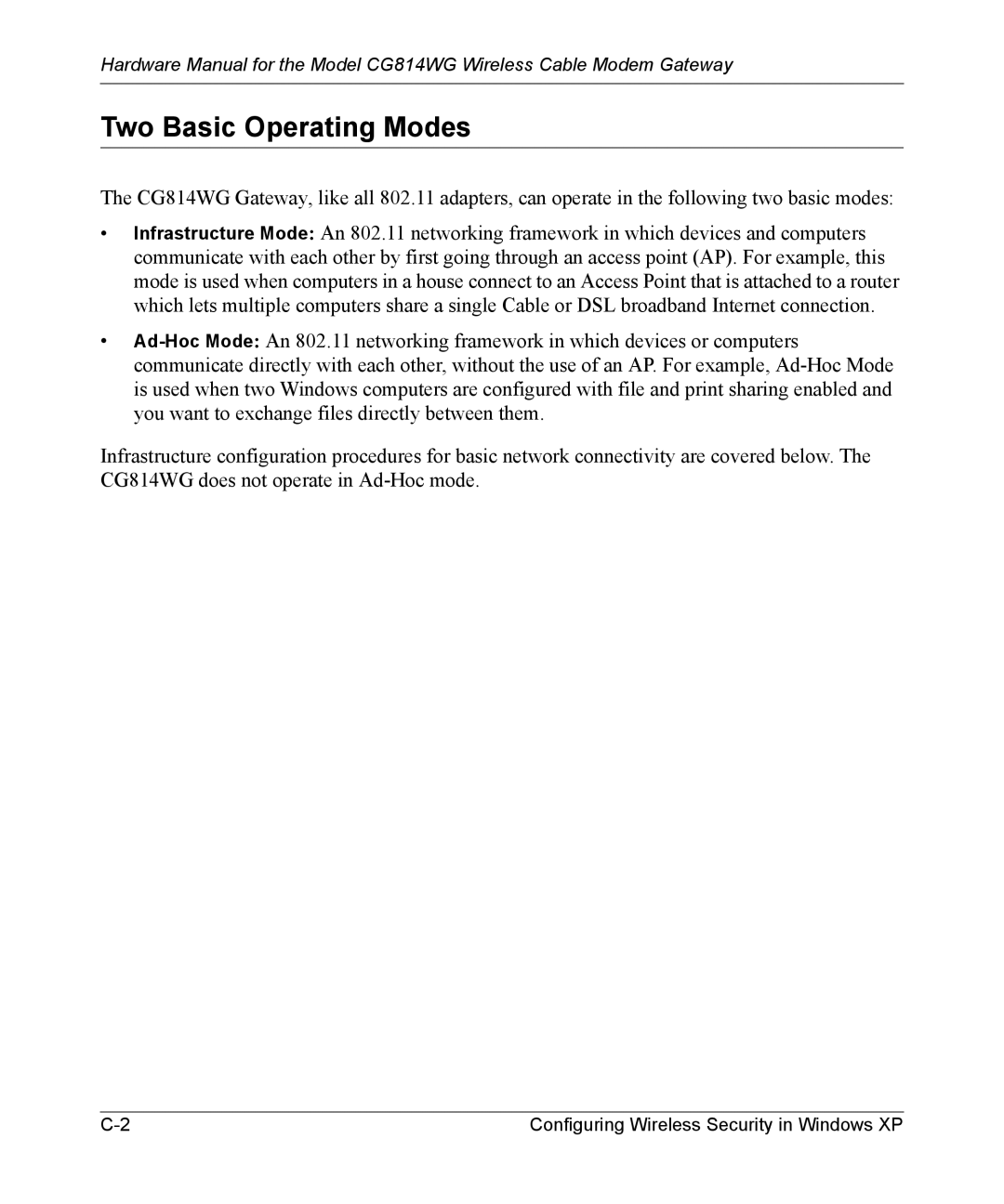 NETGEAR CG814WG manual Two Basic Operating Modes 