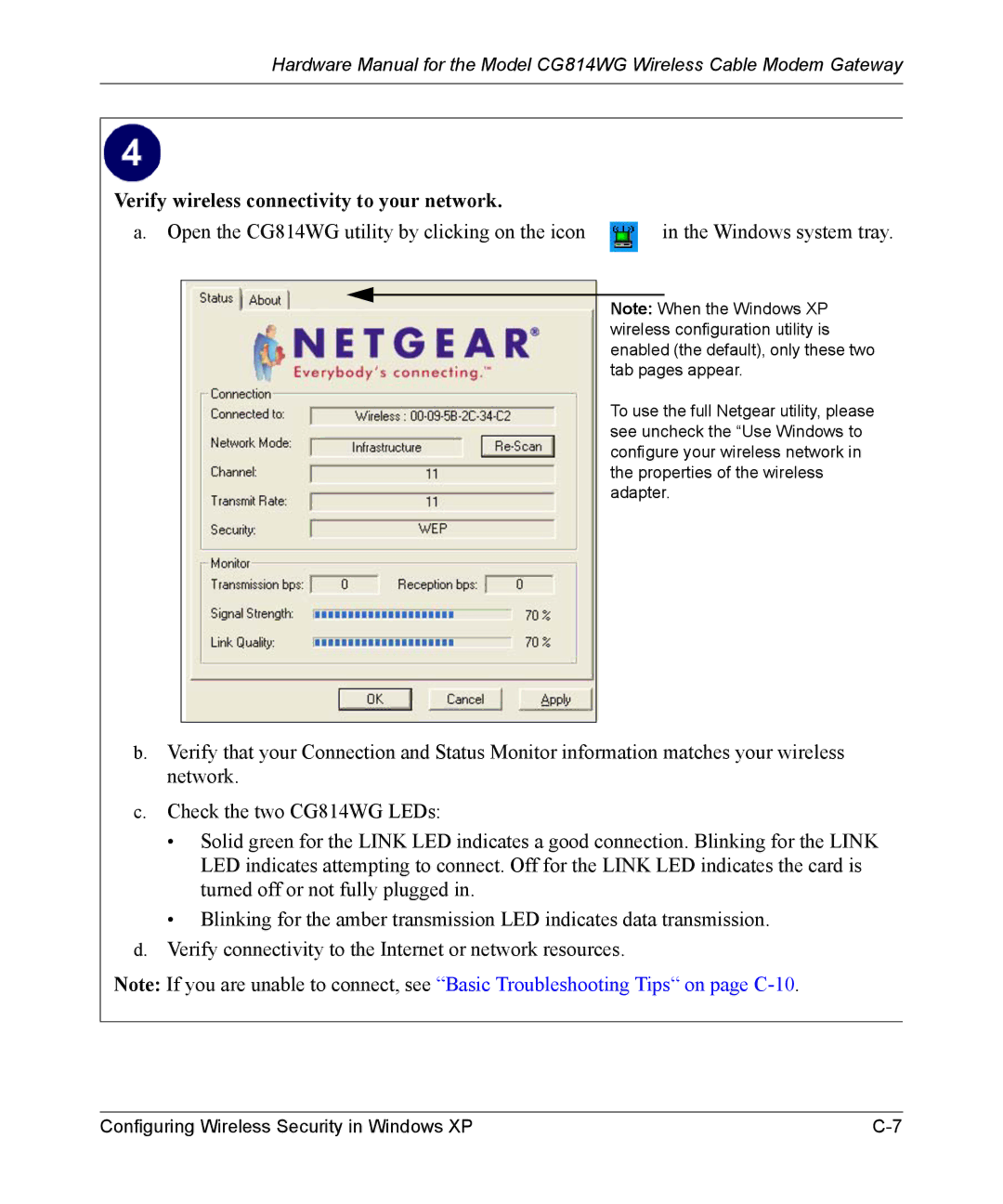 NETGEAR CG814WG manual Verify wireless connectivity to your network 