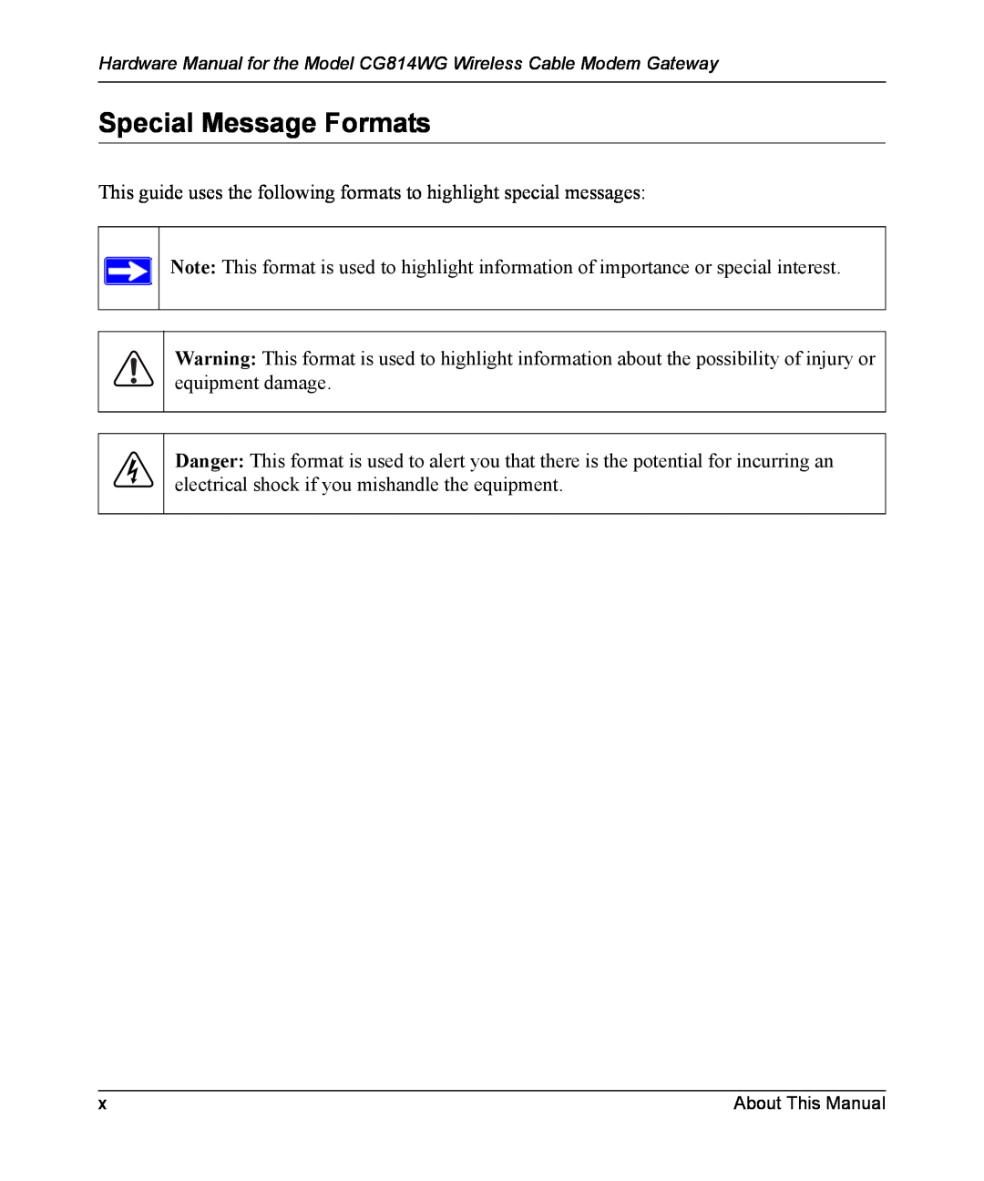 NETGEAR CG814WG manual Special Message Formats 