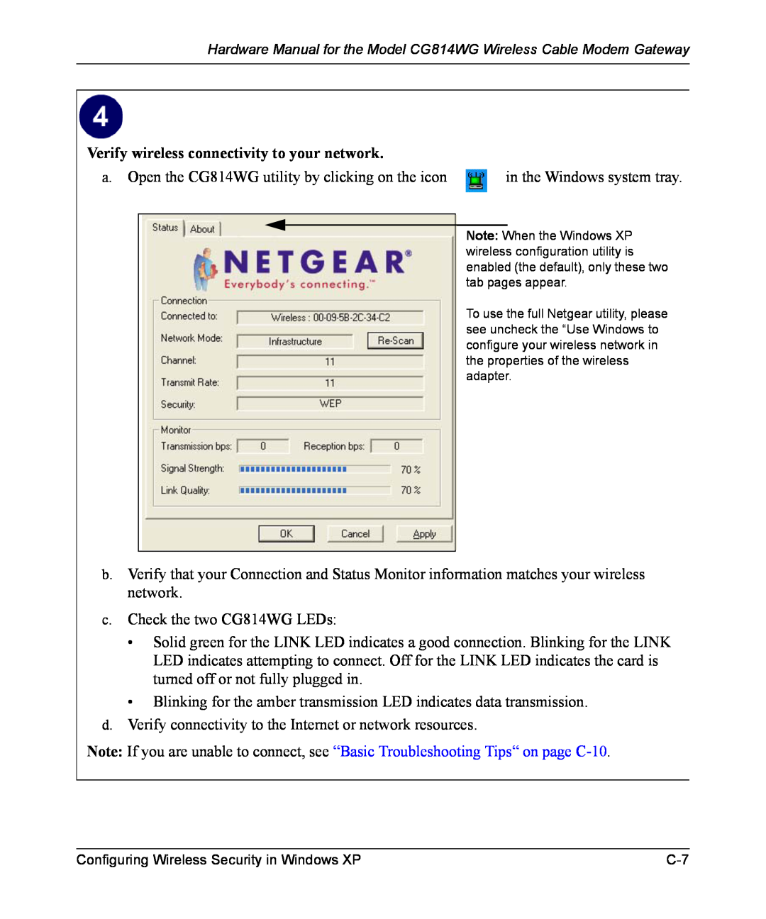 NETGEAR CG814WG manual Verify wireless connectivity to your network 