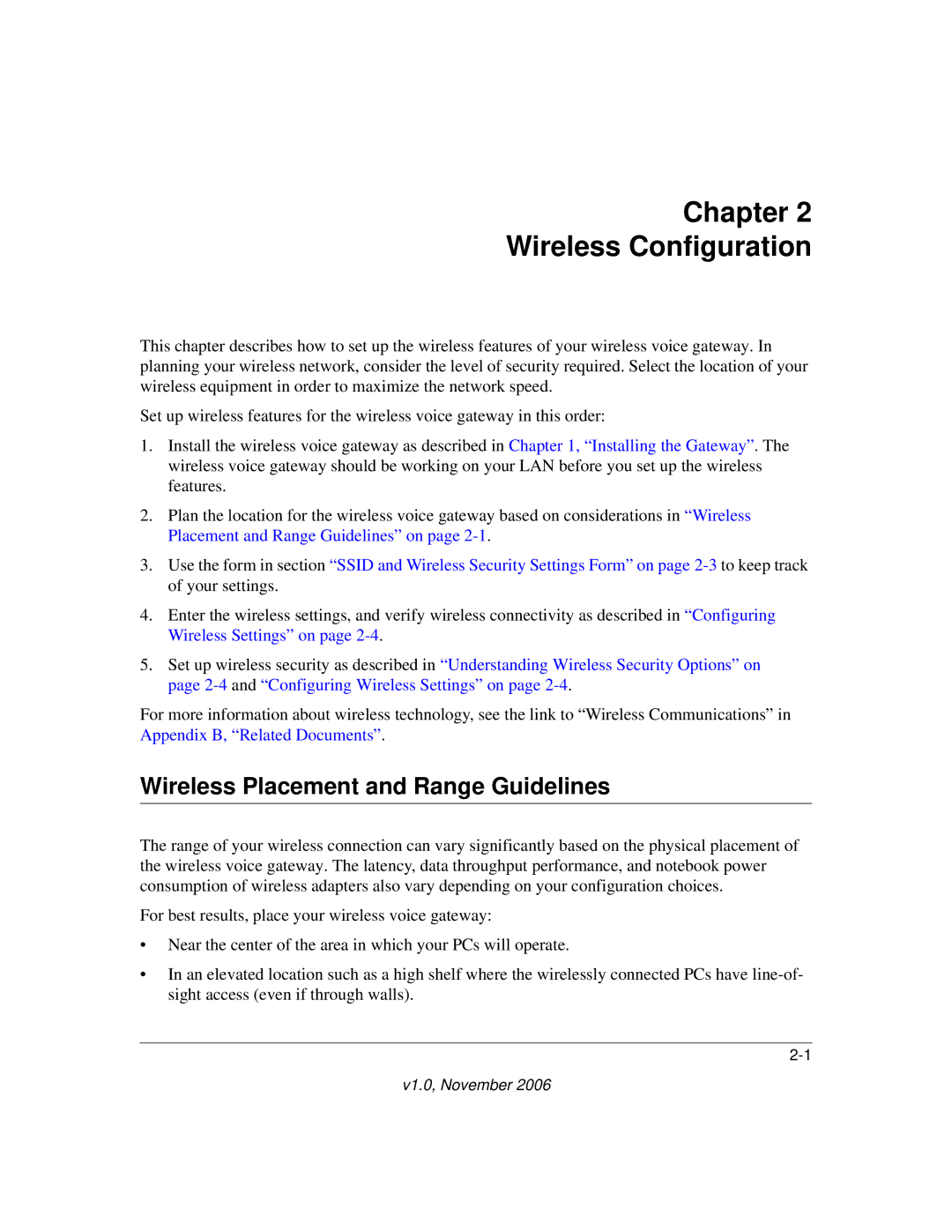 NETGEAR CVG824G manual Chapter Wireless Configuration, Wireless Placement and Range Guidelines 