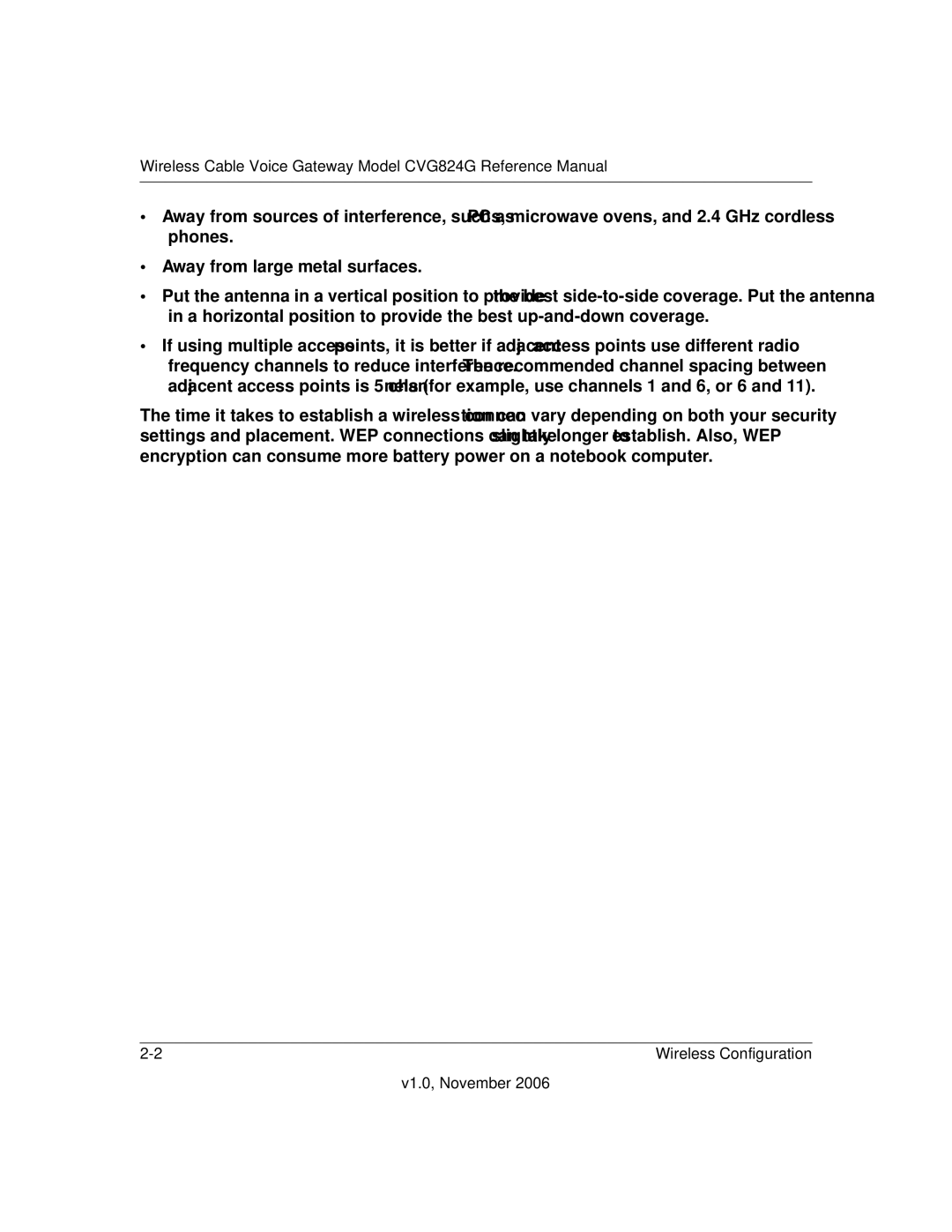 NETGEAR CVG824G manual Wireless Configuration 