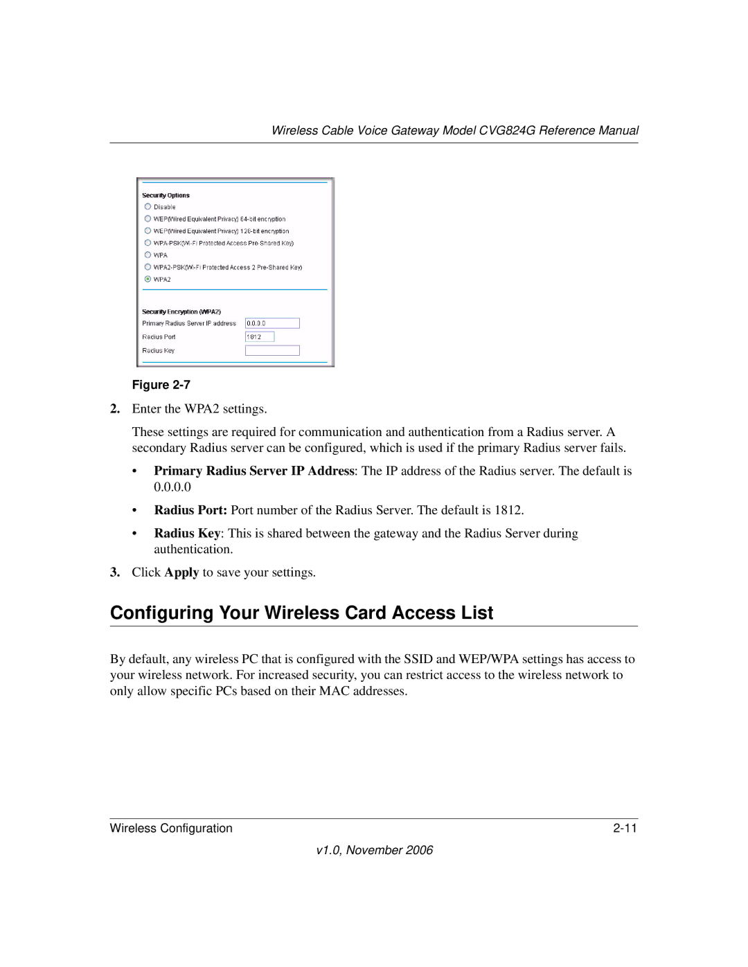 NETGEAR CVG824G manual Configuring Your Wireless Card Access List 