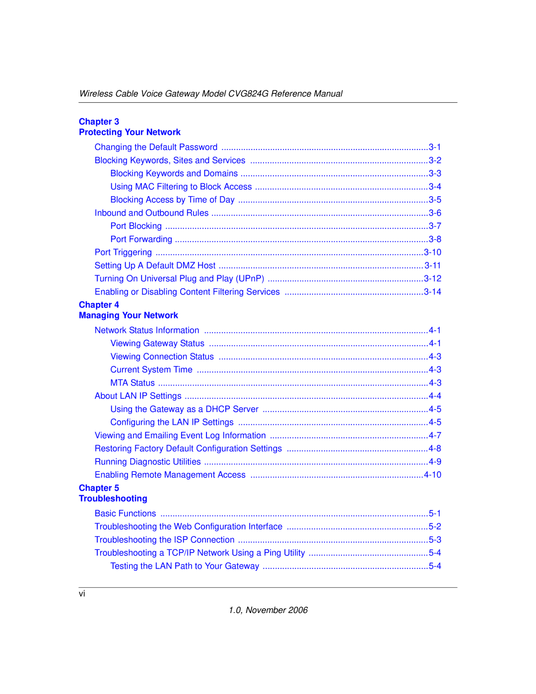 NETGEAR CVG824G manual Chapter Protecting Your Network 