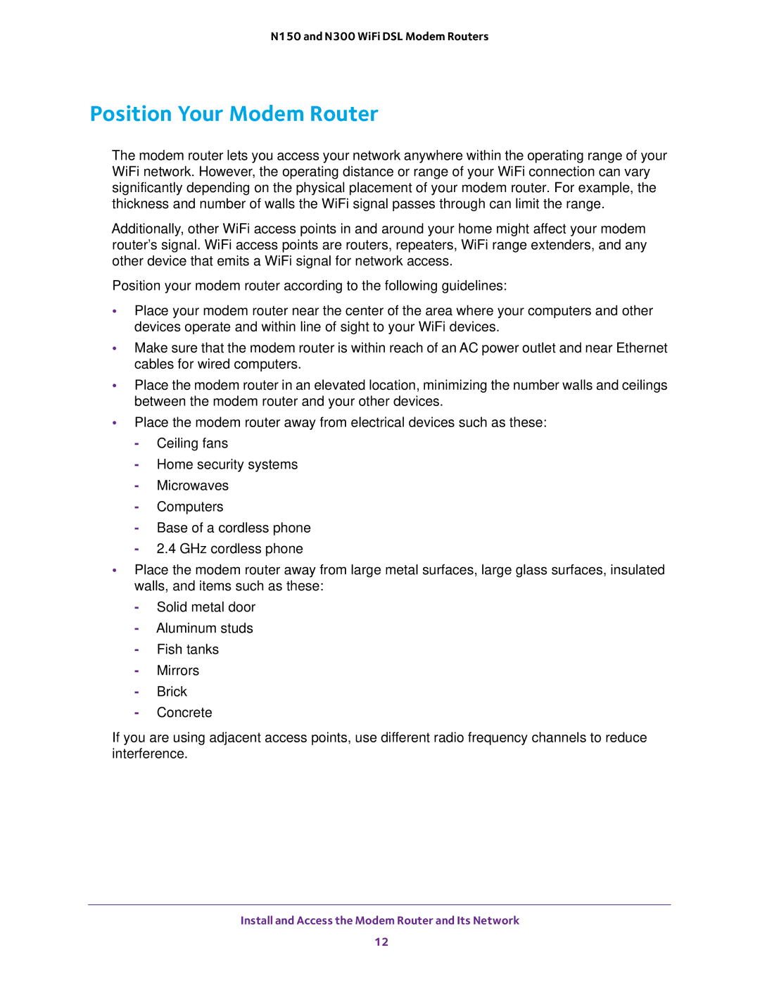 NETGEAR D500 and D1500 user manual Position Your Modem Router 