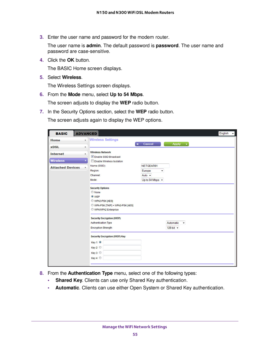 NETGEAR D500 and D1500 user manual Manage the WiFi Network Settings 