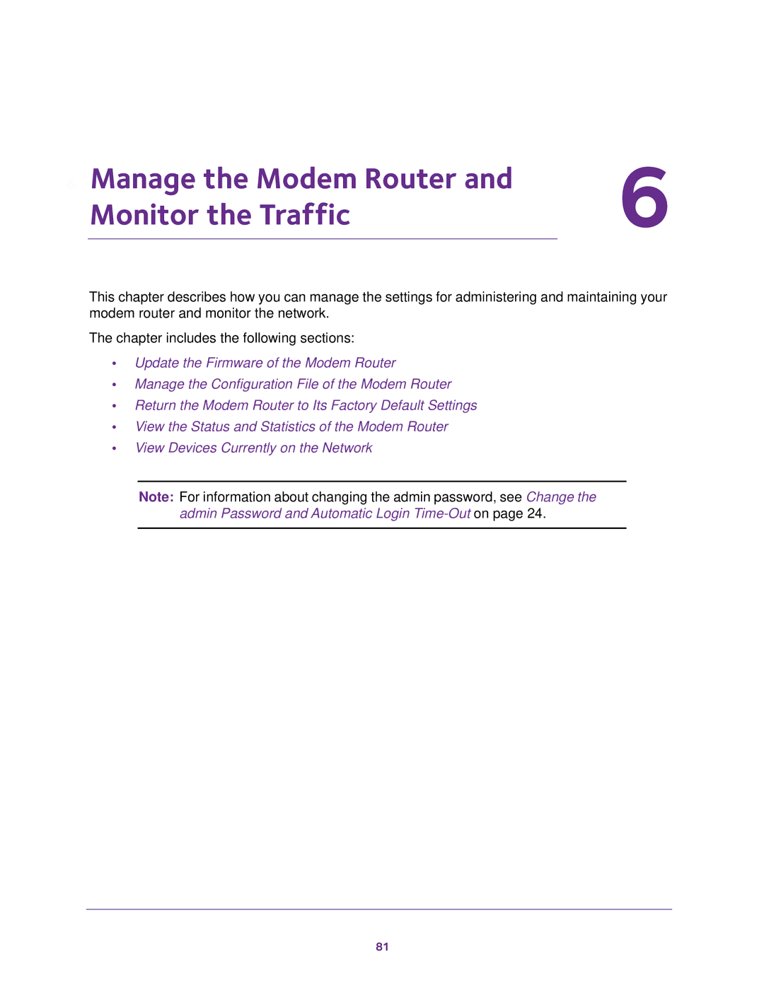 NETGEAR D500 and D1500 user manual Manage the Modem Router Monitor the Traffic 