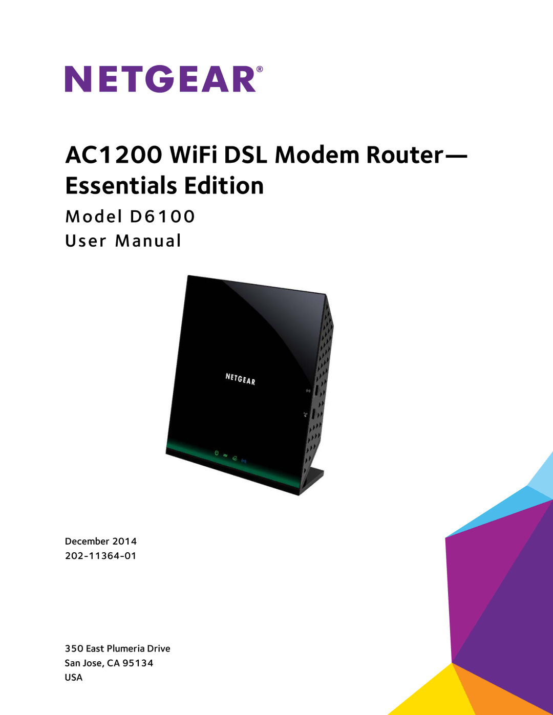 NETGEAR D6100 user manual AC1200 WiFi DSL Modem Router- Essentials Edition 