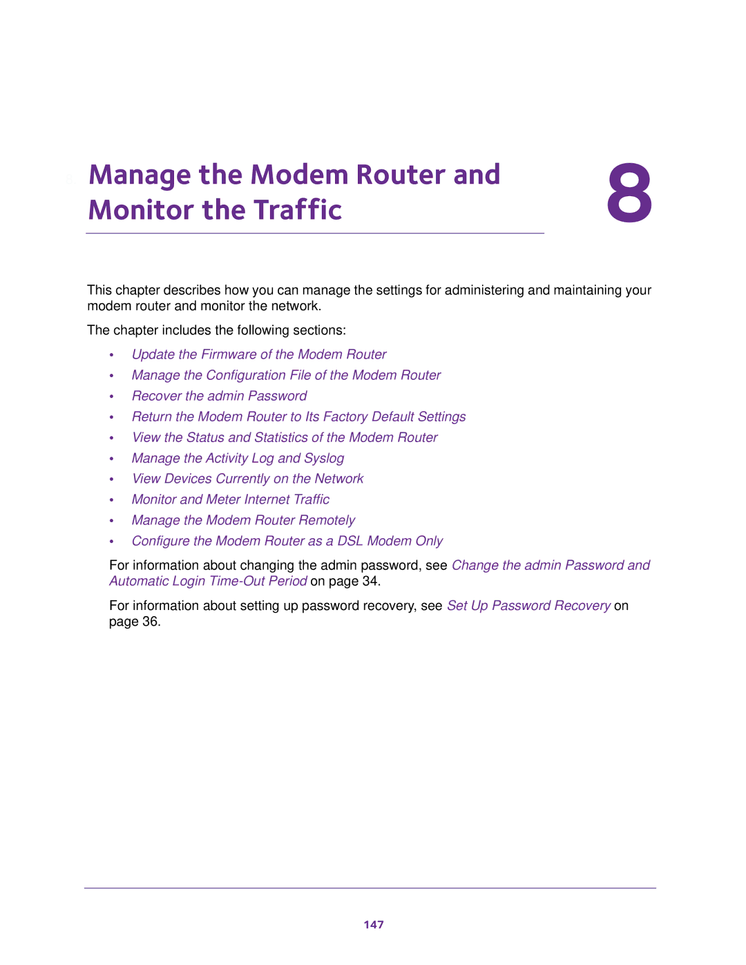 NETGEAR D6100 user manual Manage the Modem Router Monitor the Traffic 