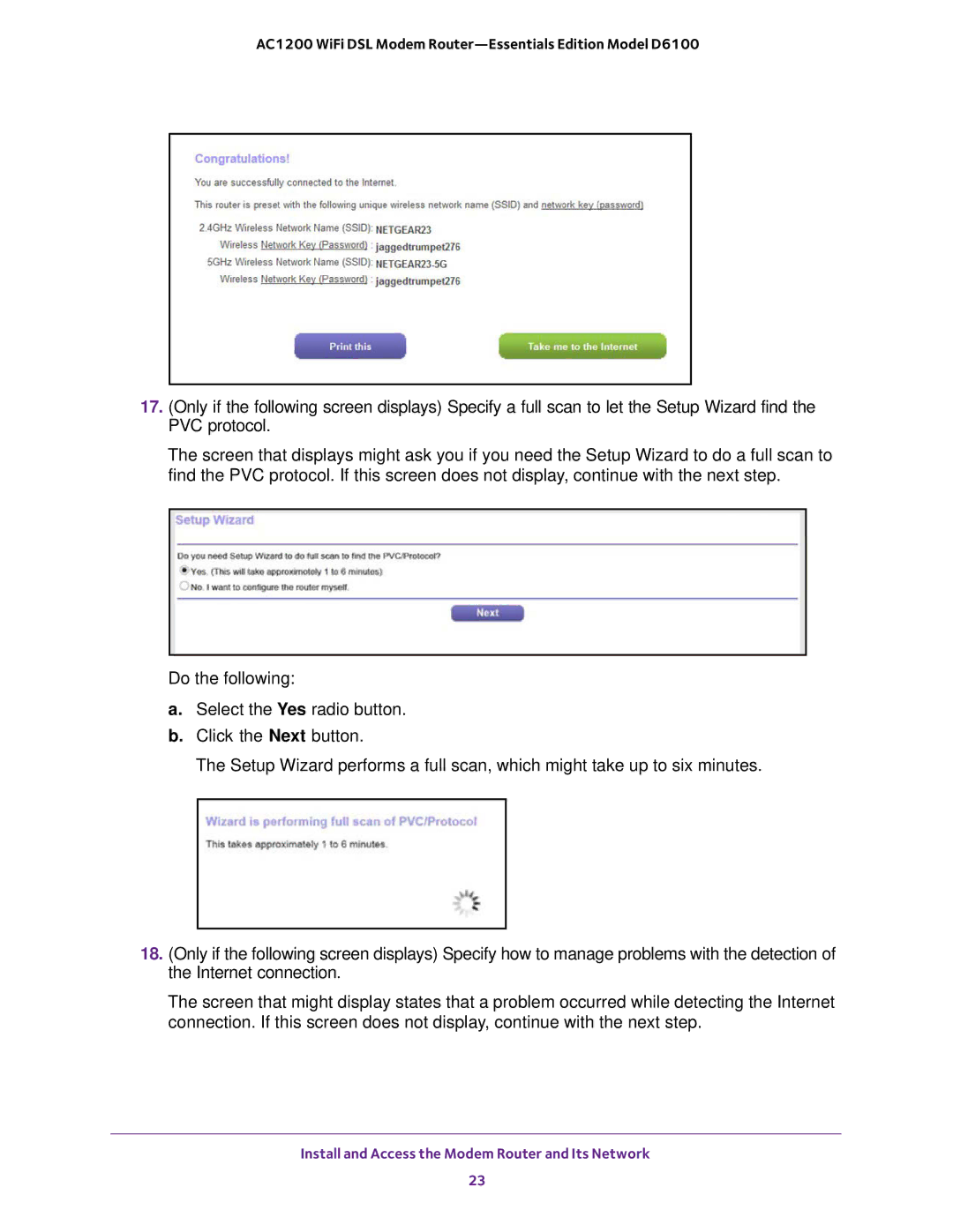 NETGEAR D6100 user manual Install and Access the Modem Router and Its Network 