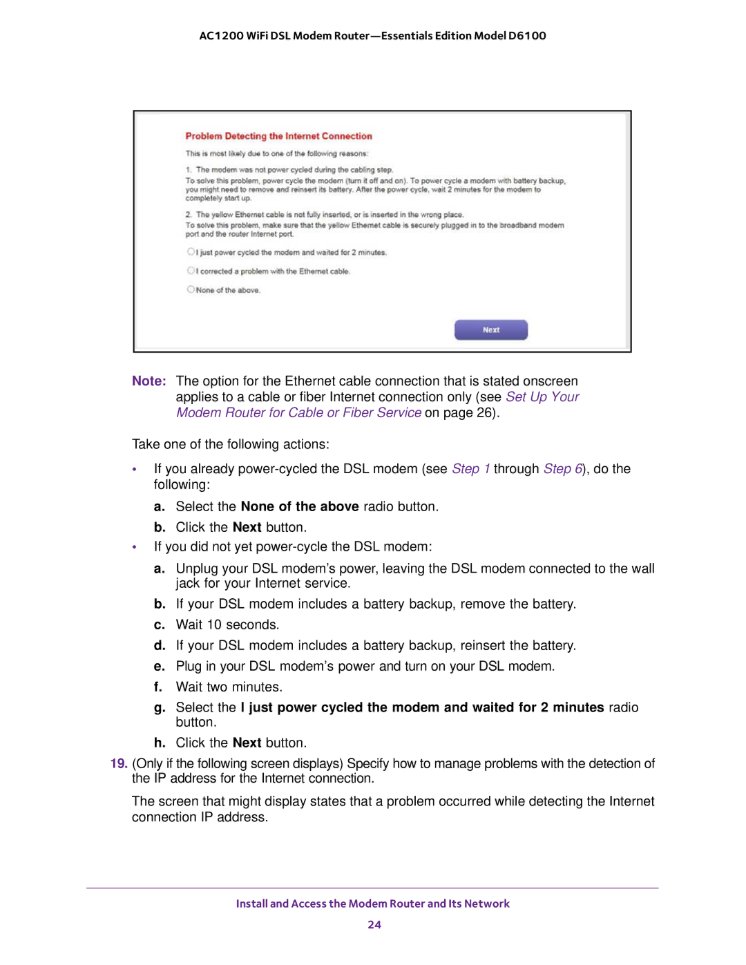 NETGEAR D6100 user manual Install and Access the Modem Router and Its Network 