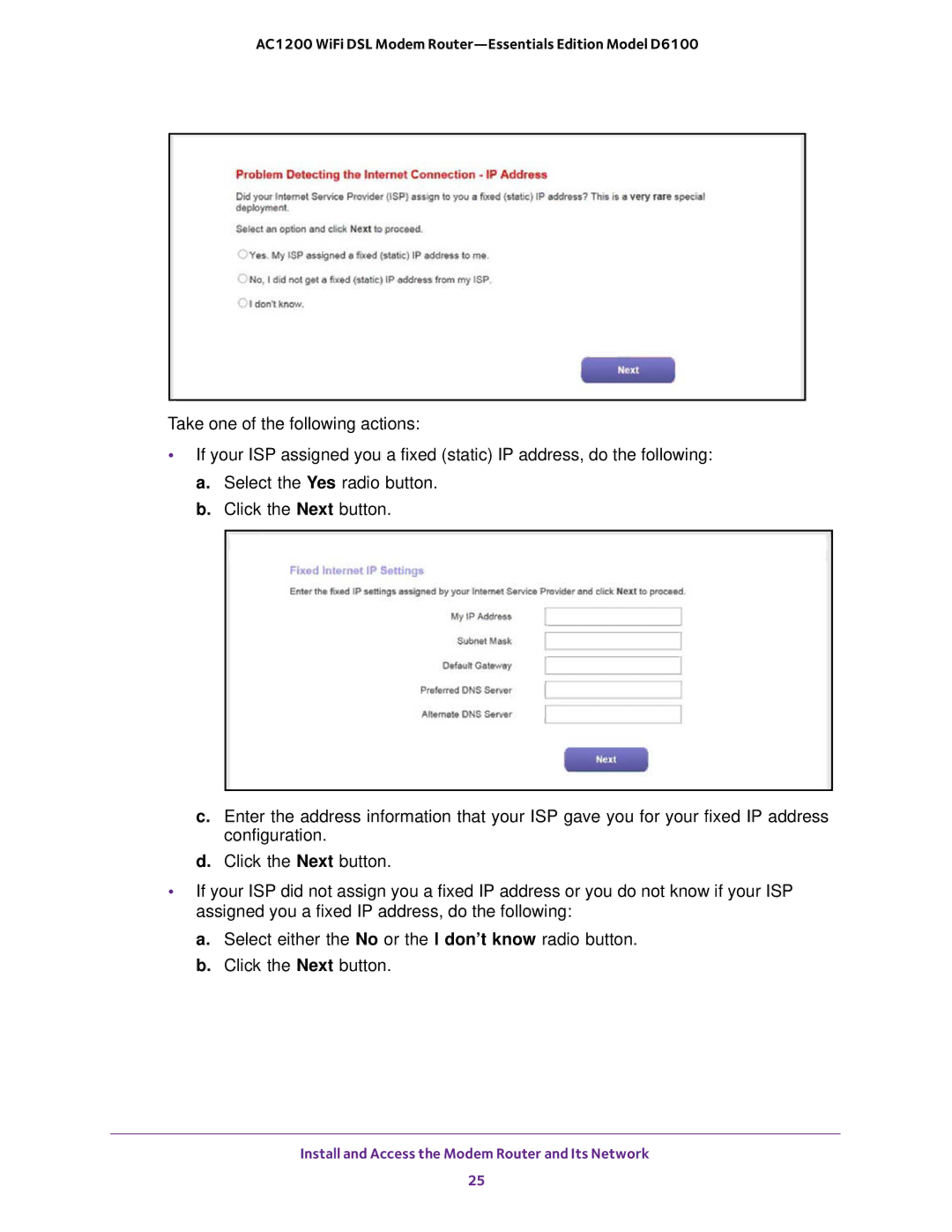 NETGEAR D6100 user manual Install and Access the Modem Router and Its Network 