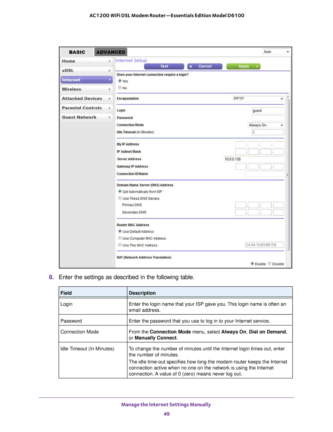 NETGEAR D6100 user manual Or Manually Connect 