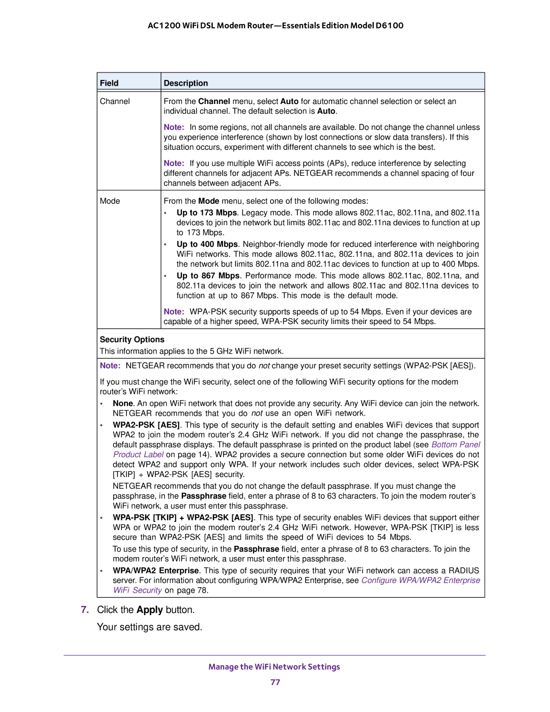 NETGEAR D6100 user manual To 173 Mbps 