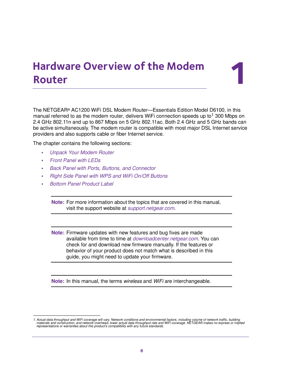 NETGEAR D6100 user manual Router 