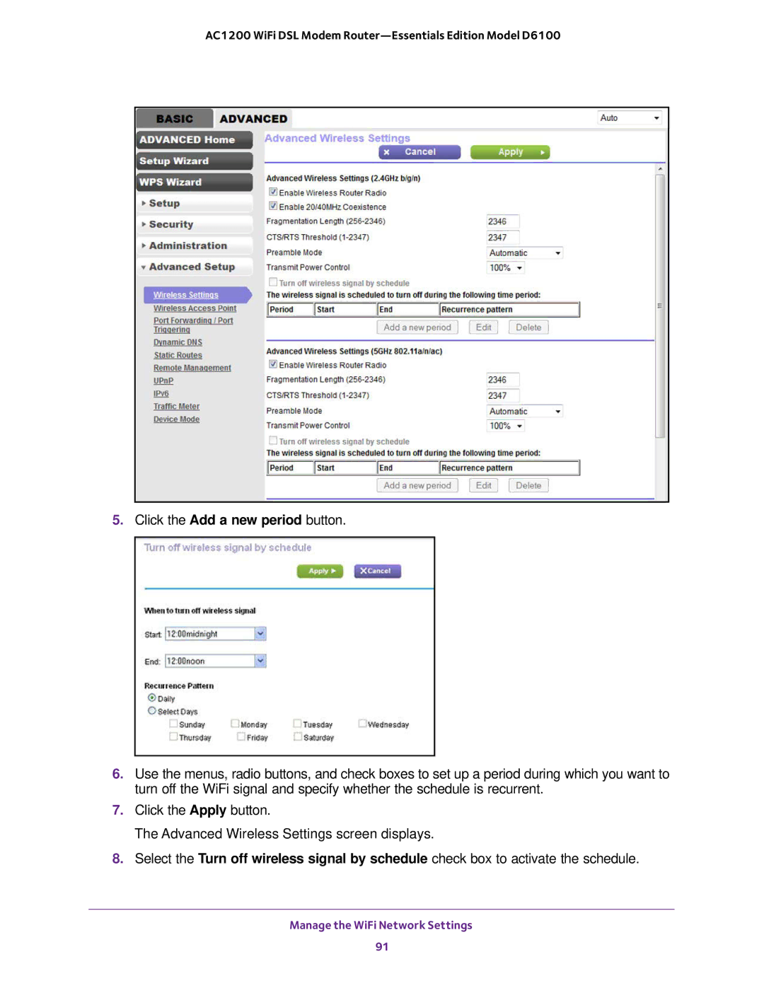 NETGEAR D6100 user manual Manage the WiFi Network Settings 