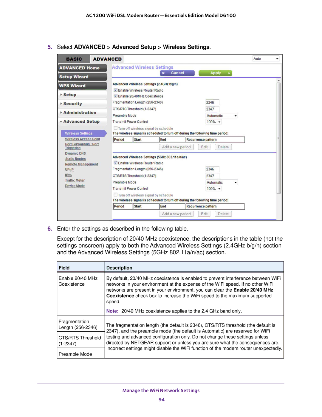 NETGEAR D6100 user manual Preamble Mode 