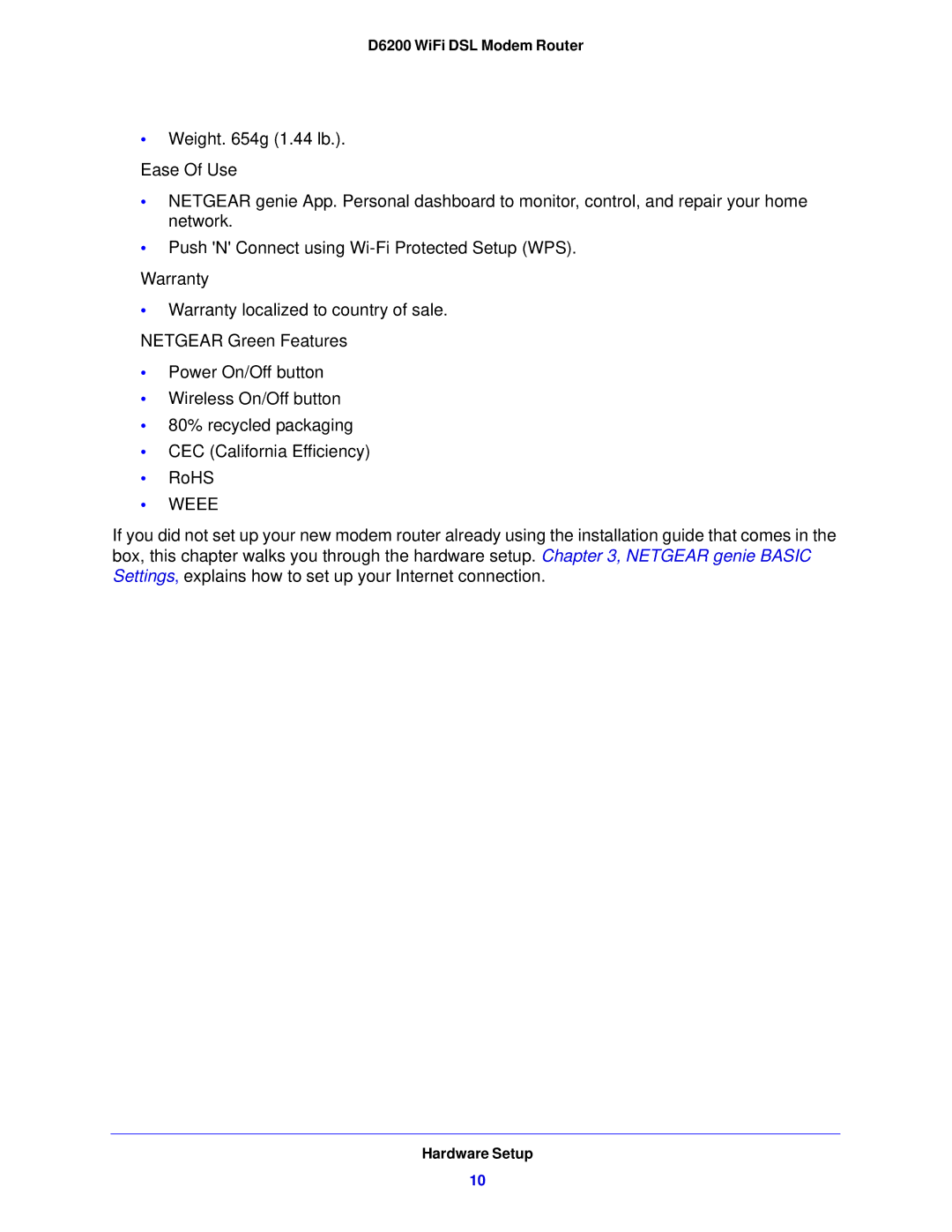 NETGEAR D6200-100NAS user manual Weee 