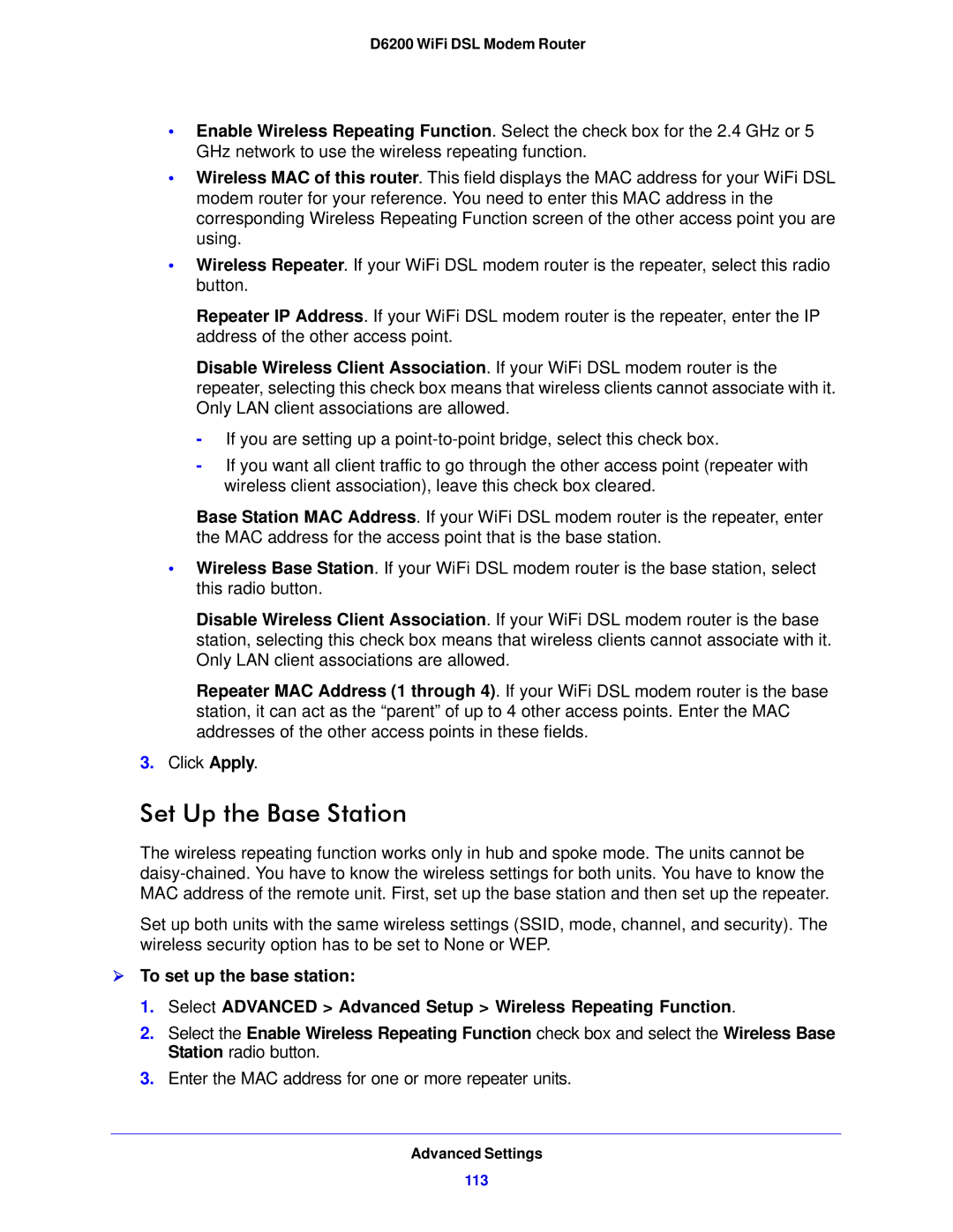 NETGEAR D6200-100NAS user manual Set Up the Base Station 