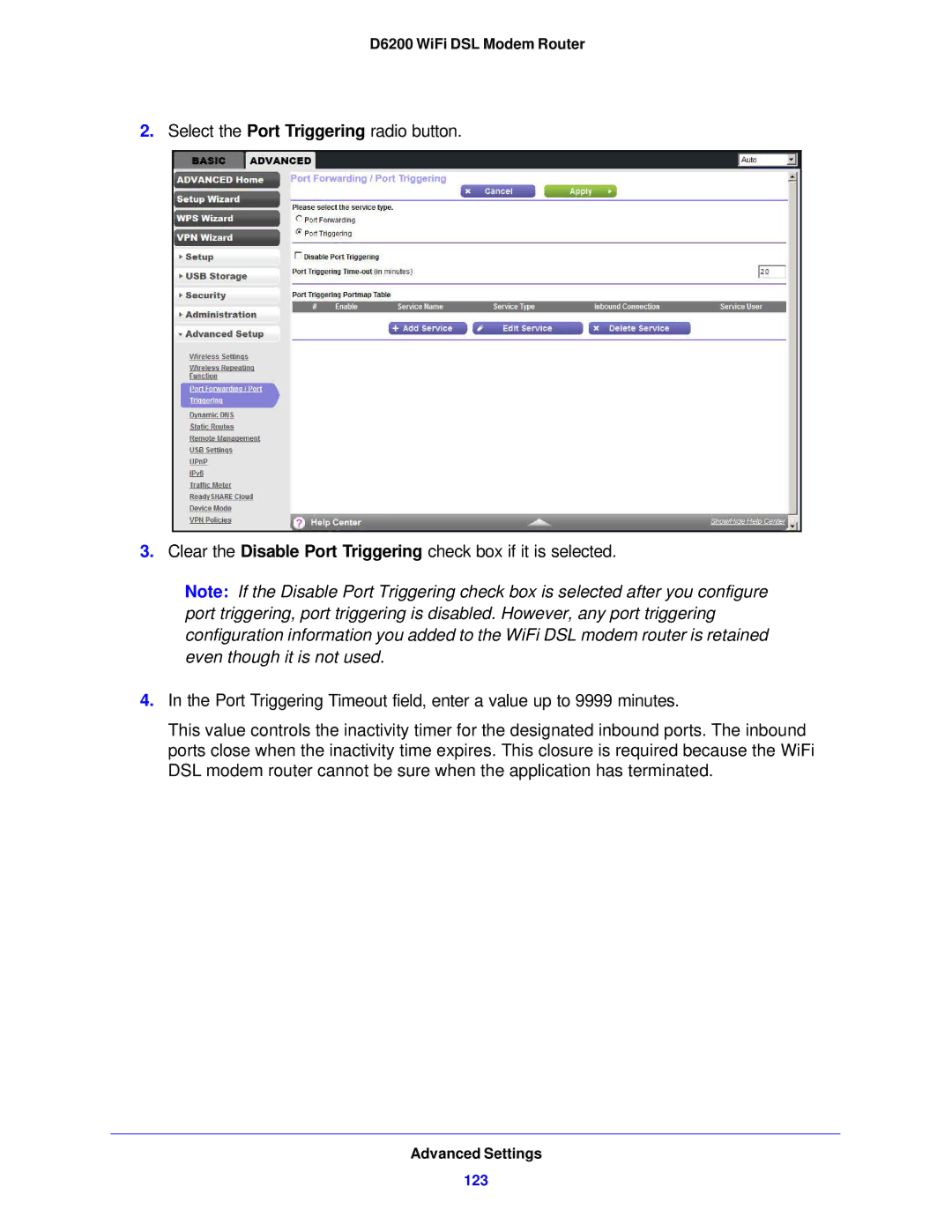 NETGEAR D6200-100NAS user manual 123 