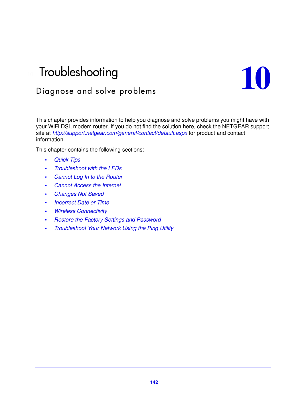 NETGEAR D6200-100NAS user manual Troubleshooting 