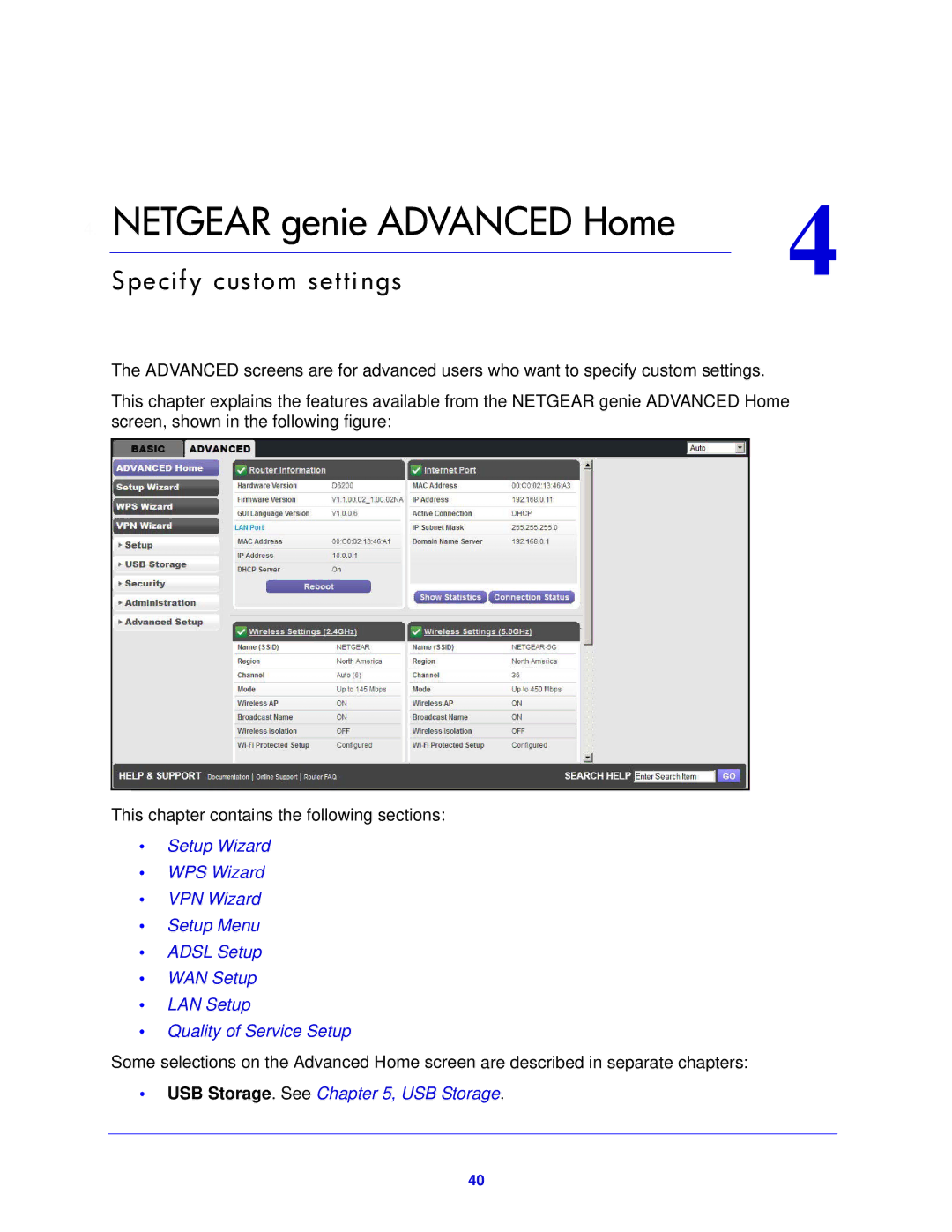 NETGEAR D6200-100NAS user manual Netgear genie Advanced Home 