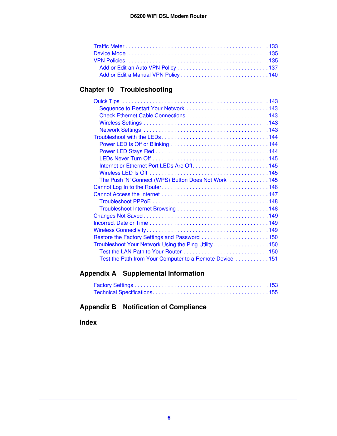 NETGEAR D6200-100NAS user manual Appendix a Supplemental Information 