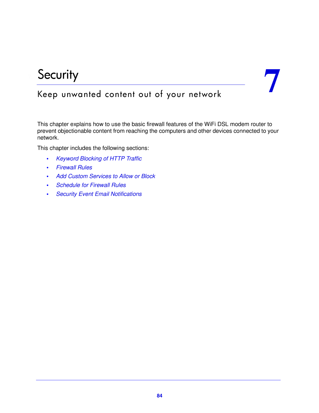 NETGEAR D6200-100NAS user manual Security 