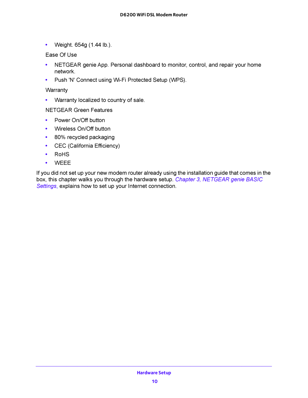 NETGEAR D6200 user manual Weee 